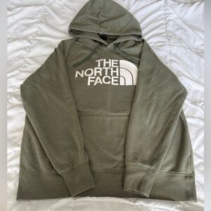 The North Face Olive Green Crewneck Hoodie with White Logo